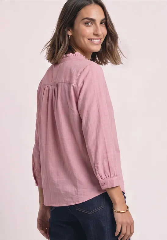 Street One Cotton Long-sleeved corduroy blouse with ruffle details346864