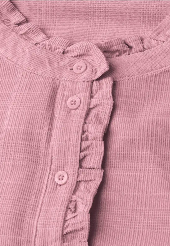 Street One Cotton Long-sleeved corduroy blouse with ruffle details346864