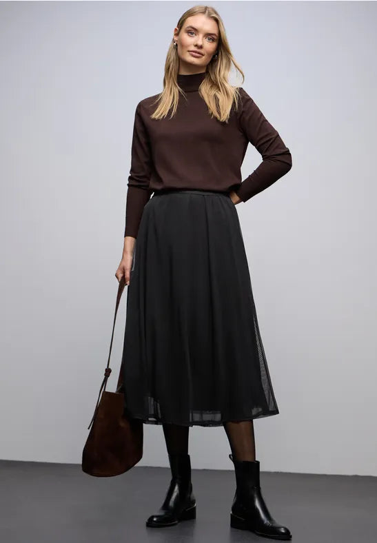 Street One Black Mesh Midi skirt 361848
