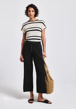 Street One Emee Wide Leg Summer Trousers Black 26" leg 379188