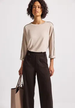 Street One Straight Leg Soft Stretch trousers in Deep Roast Brown 30" 379686