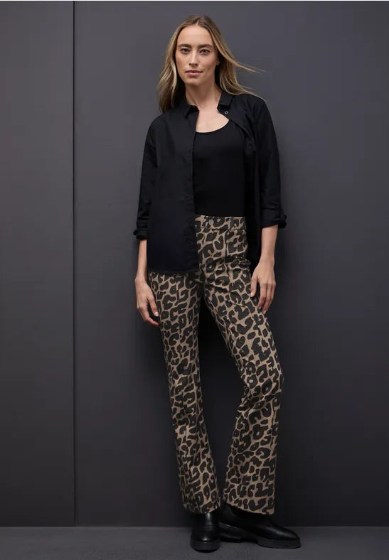Street One Soft Stretch Bootcut animal print Trousers 379768