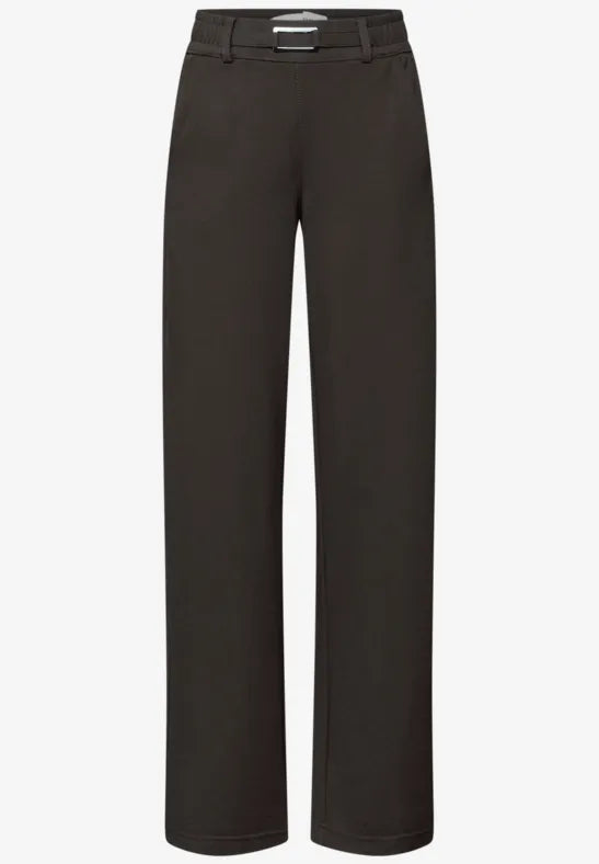 Street One High Waist straight Leg Jersey Trousers in Dep Roast Brown 30" leg