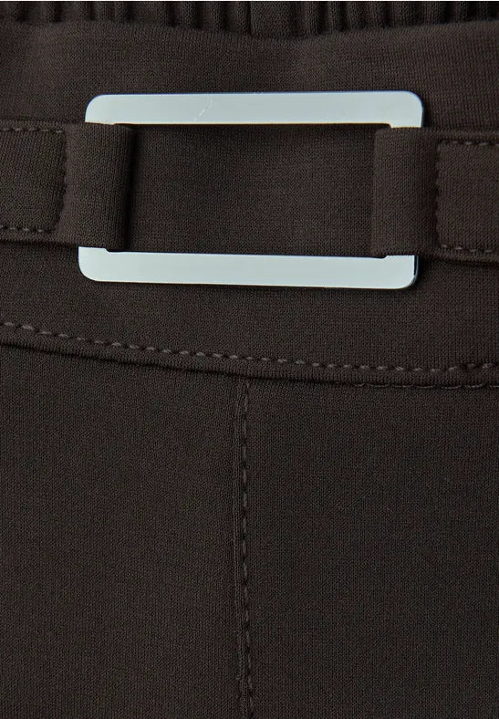 Street One High Waist straight Leg Jersey Trousers in Dep Roast Brown 30" leg