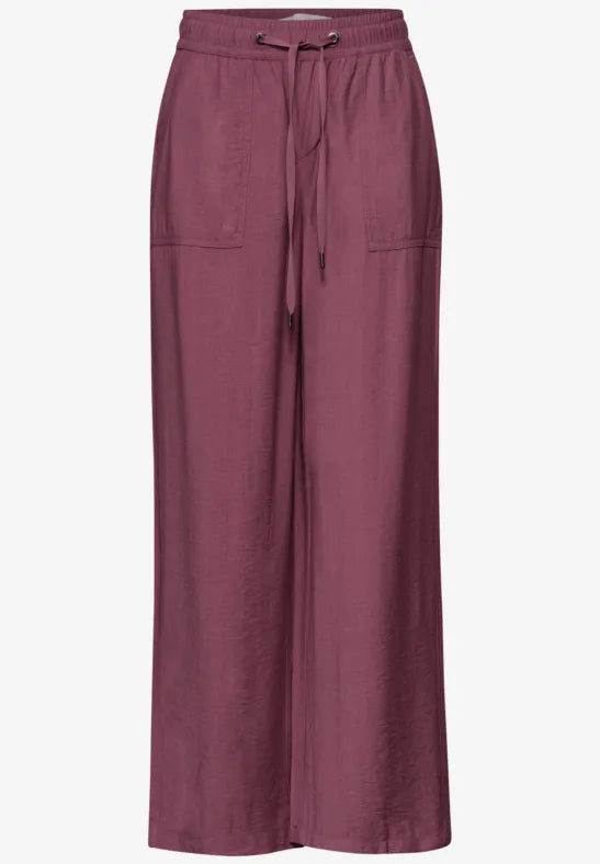 Street One High Waist 30" leg Lightweight trousers in Grape 380797