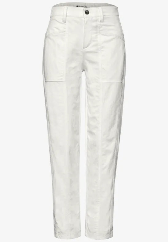 Street One High waist barrel leg trousers in a 28" leg 380801 White
