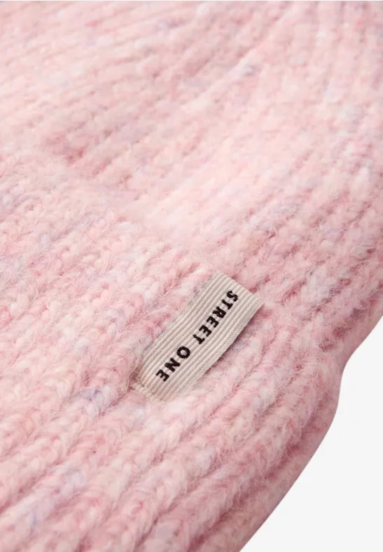 Street One Ribbed Beanie hat in Pink Melange 572843 Pink