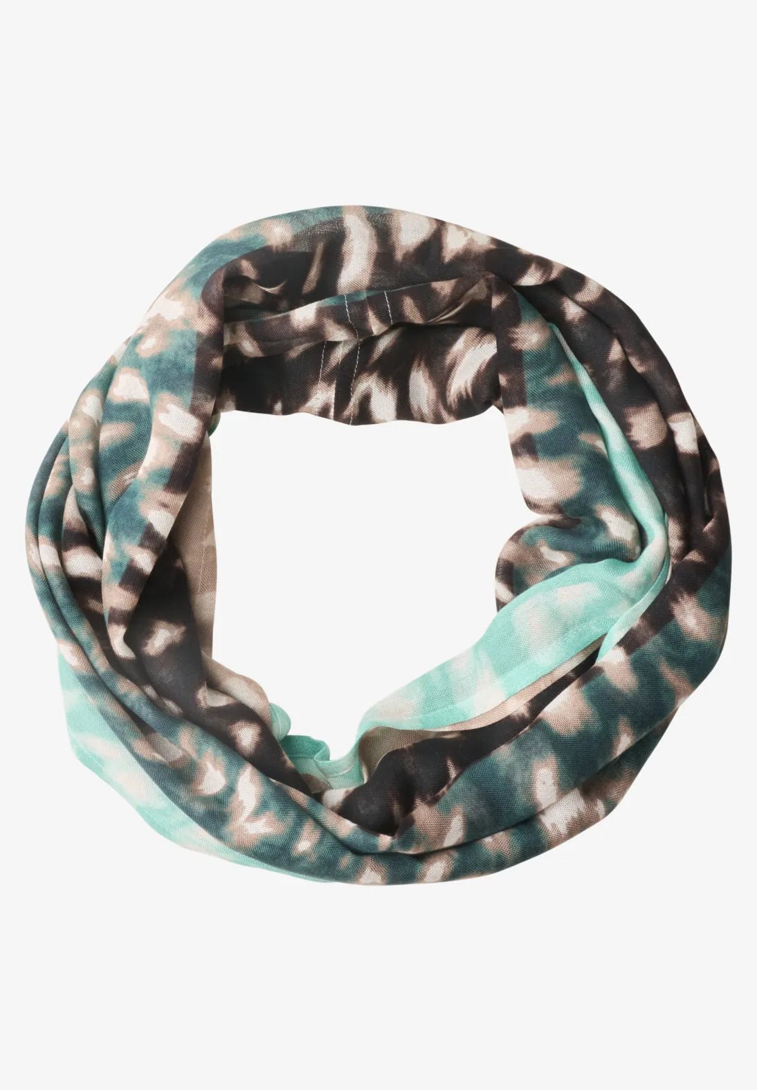 Street One Printed loop scarf in stormy green 573302
