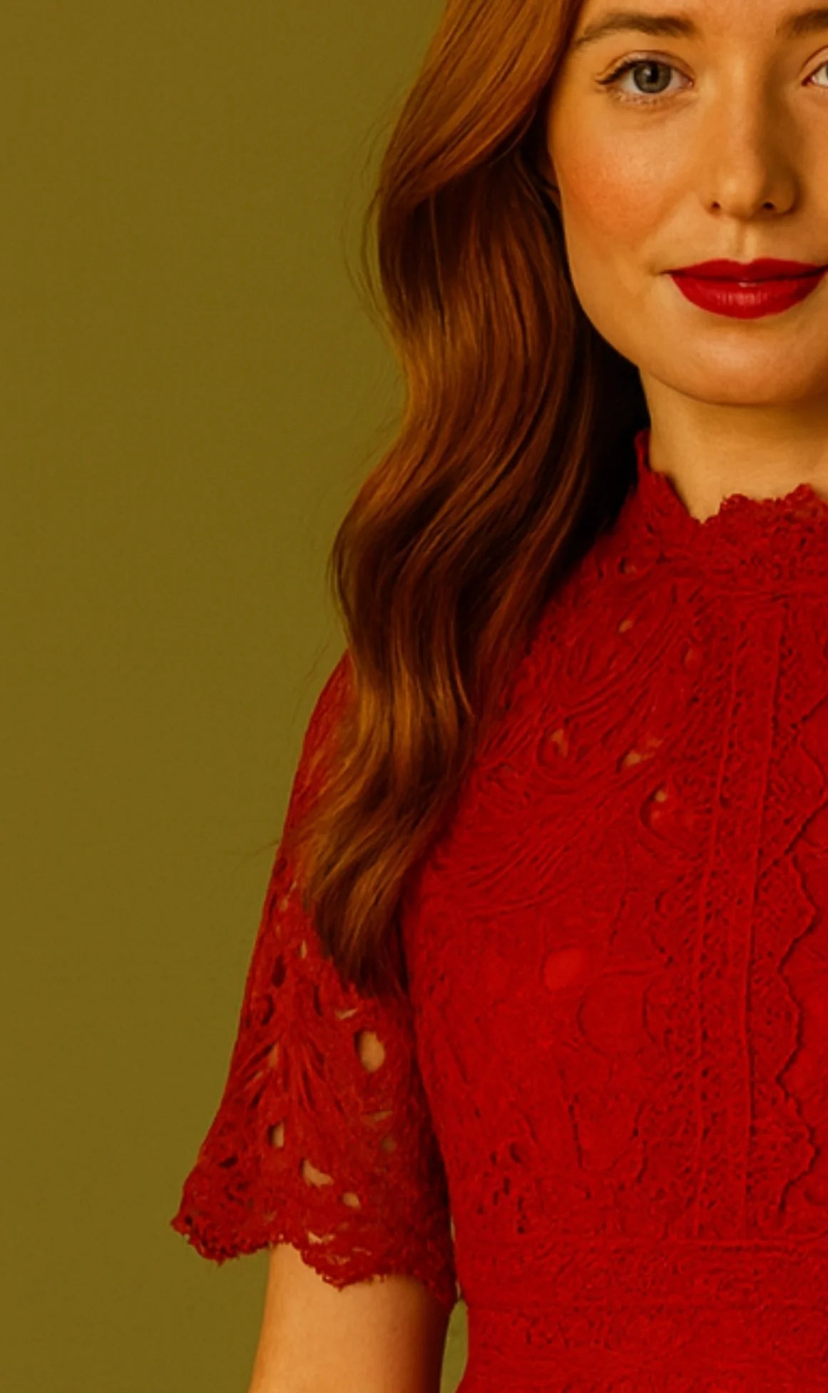 Emma Lace Dress in Deep Rich Red