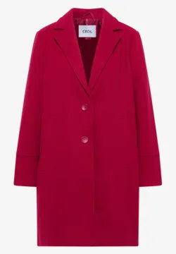 Cecil Wool look Coat with lapel collar in Beaujolais Red 101274