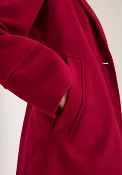 Cecil Wool look Coat with lapel collar in Beaujolais Red 101274