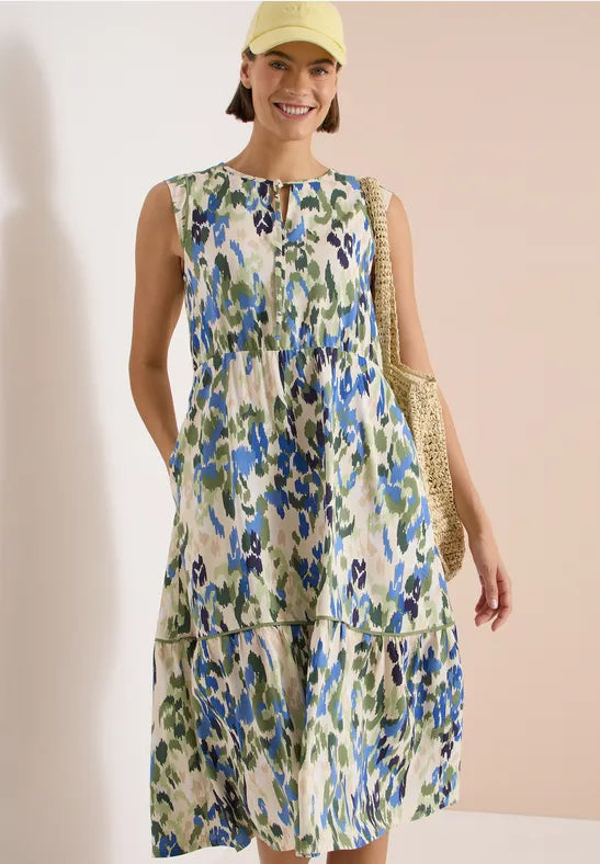 Cecil Sleeveless Midi dress in Matcha green print145009