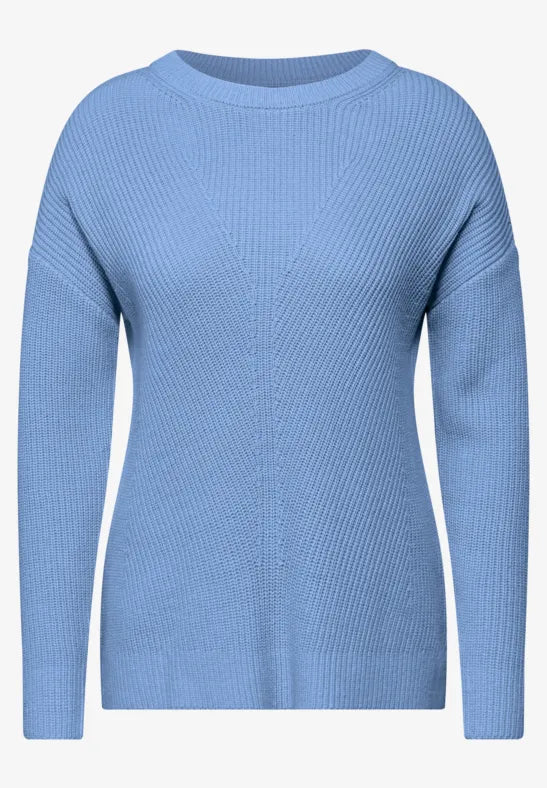 Cecil Cotton Blend Round Neck Jumper in Baby Blue 303142 Blue