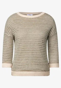 Cecil open weave Summer knit with lurex thread and contrast cuffs 303255