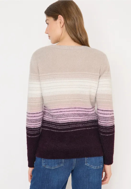 Cecil Feather yarn jumper in Ecru and eggploant red 303564