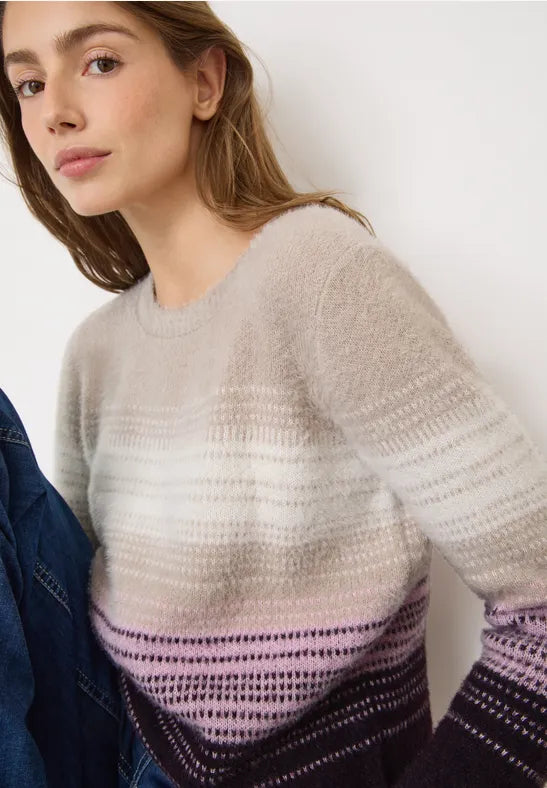 Cecil Feather yarn jumper in Ecru and eggploant red 303564