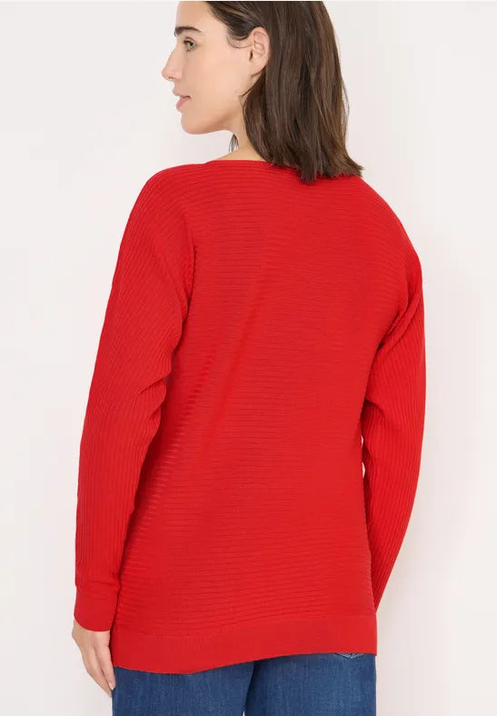 Cecil Ribbed long sleeve knit in Pumpkin Red 303614