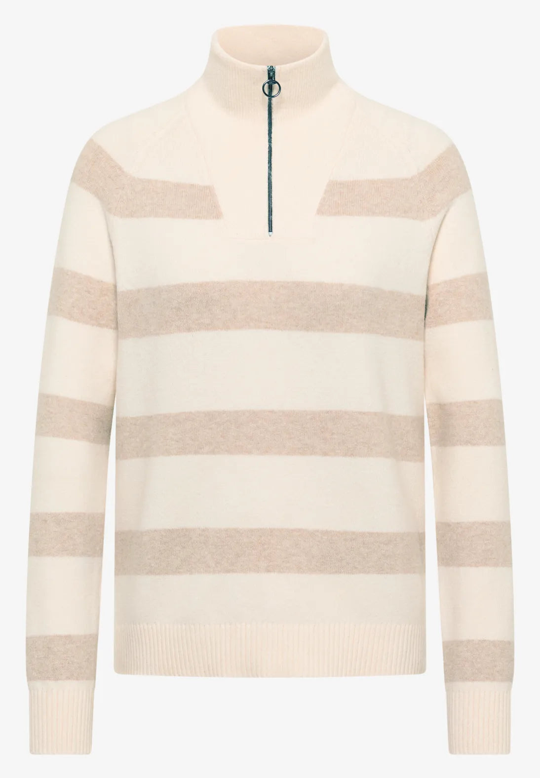 Cecil 1/4 Zip stripe knit in Navy or Beige 303753