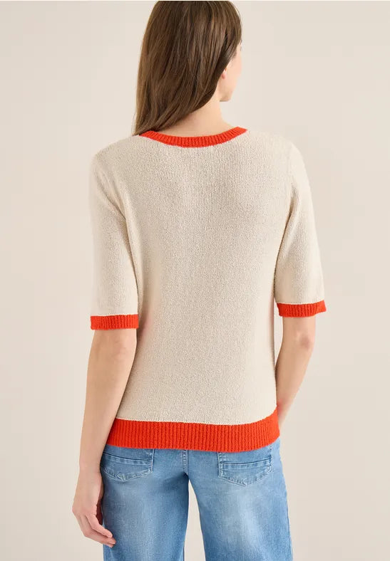 Cecil Short sleeve knit with Contrast trim 303755