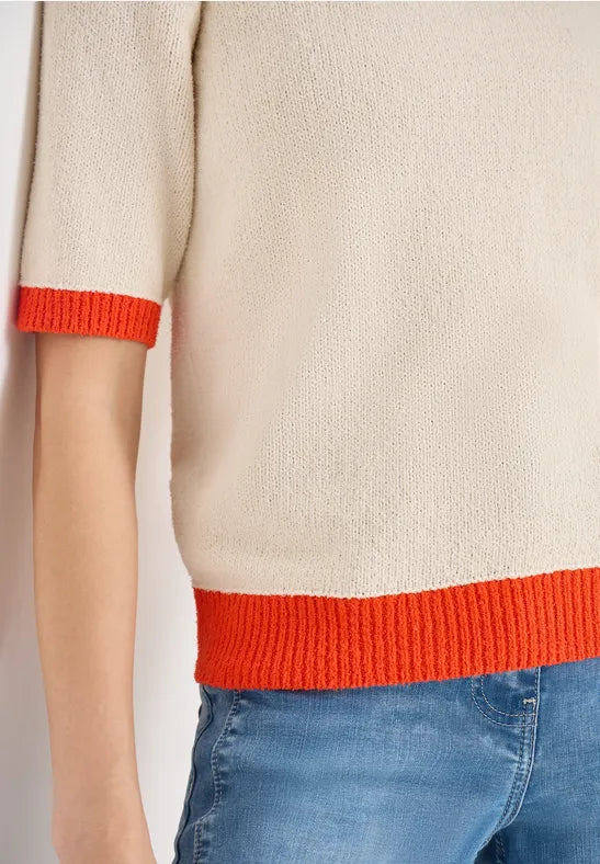 Cecil Short sleeve knit with Contrast trim 303755