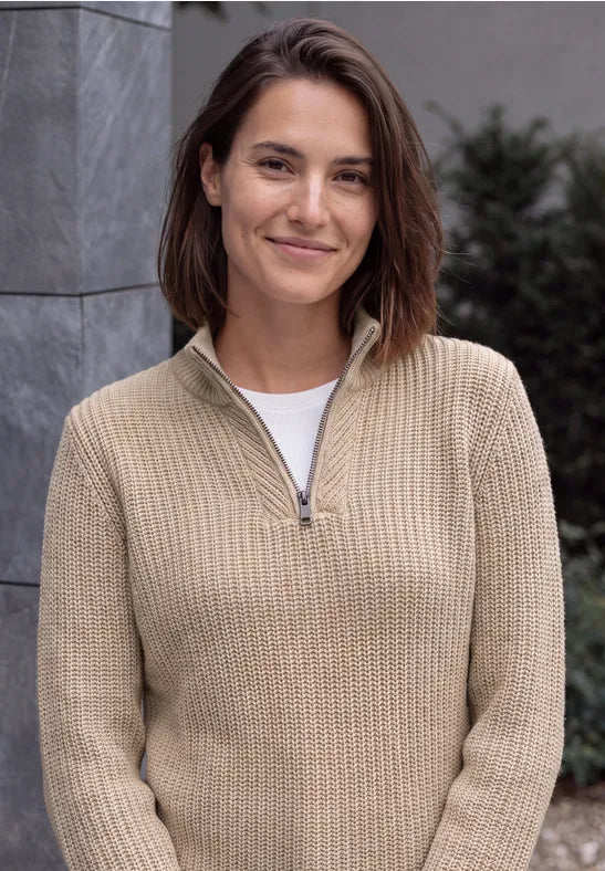 Cecil Chunky Knit Half-Zip Jumper in pink or Mocha 304167
