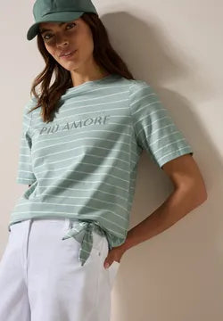 Cecil Stripe cotton T Shirt with tie waist detail 322945