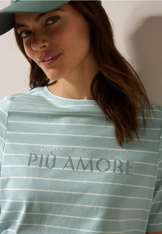 Cecil Stripe cotton T Shirt with tie waist detail 322945