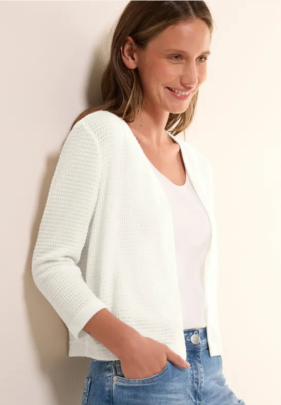 Cecil short open Cardigan in soft white or Khaki 323381