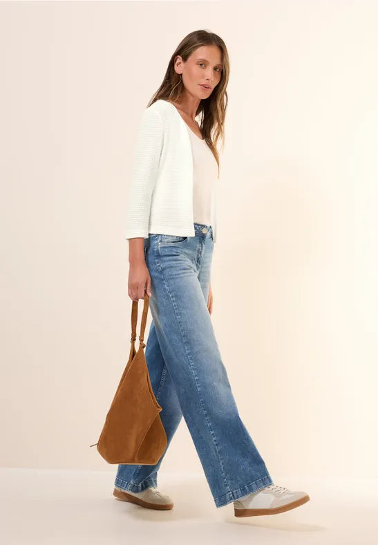 Cecil short open Cardigan in soft white or Khaki 323381