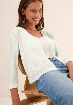 Cecil short open Cardigan in soft white or Khaki 323381