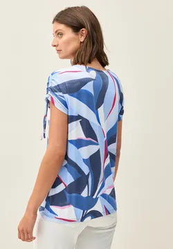Cecil Cotton printed t shirt with gathered sleeve detail 323554