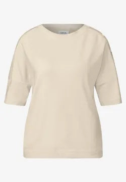 Cecil Supersoft cotton Blend Top with Arm Button Detail 323717