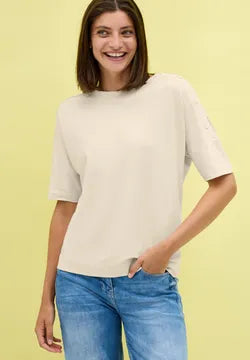 Cecil Supersoft cotton Blend Top with Arm Button Detail 323717
