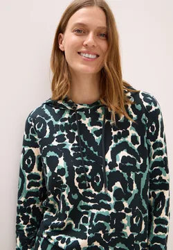 Cecil Cotton Blend Printed hoody in green 323866