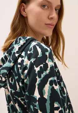Cecil Cotton Blend Printed hoody in green 323866