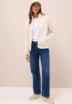 Cecil Teddy Fleece with full zip and no hood in Vanilla