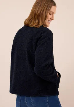 Cecil Teddy Fleece with full zip and no hood in Navy