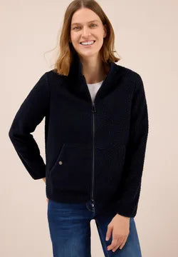 Cecil Teddy Fleece with full zip and no hood in Navy