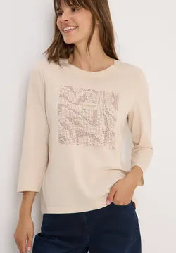 Cecil 3/4 sleeve top with Gemstones 324040