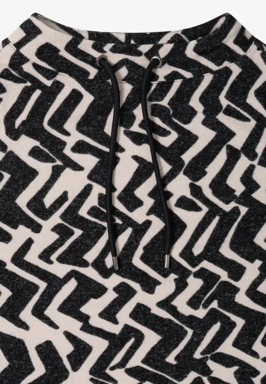 Cecil Cozy Feel Funnel neck sweatshirt in black and Grey Print 324284 Grey