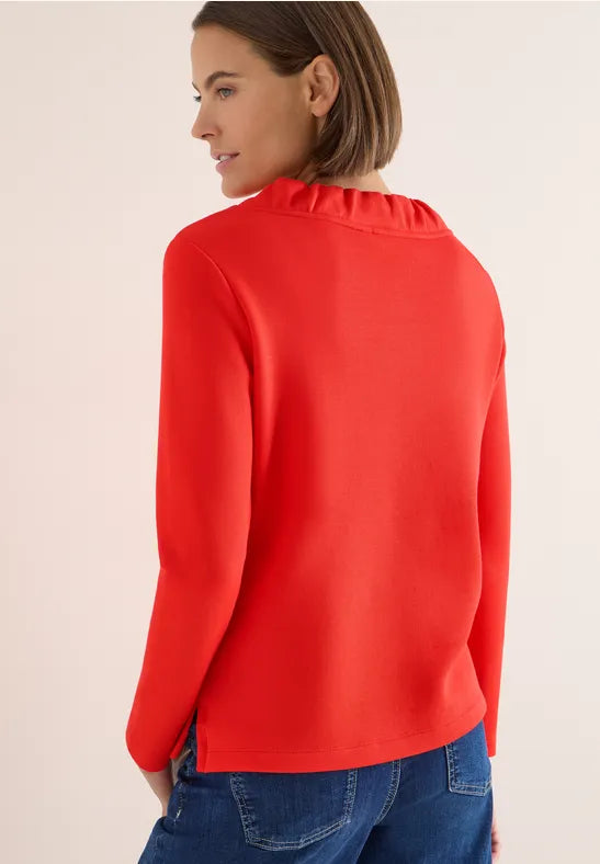 Cecil Pique Sweatshirt with gathered funnel neck