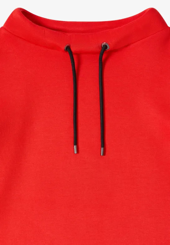 Cecil Pique Sweatshirt with gathered funnel neck