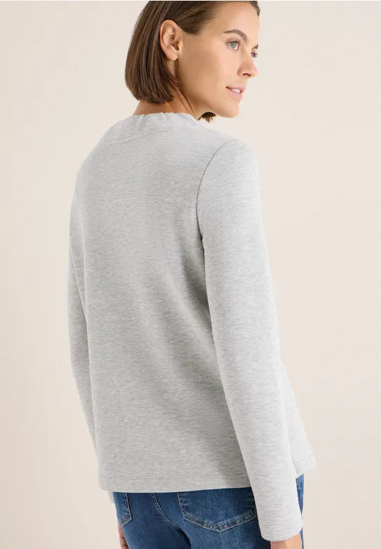 Cecil Pique Sweatshirt with gathered funnel neck