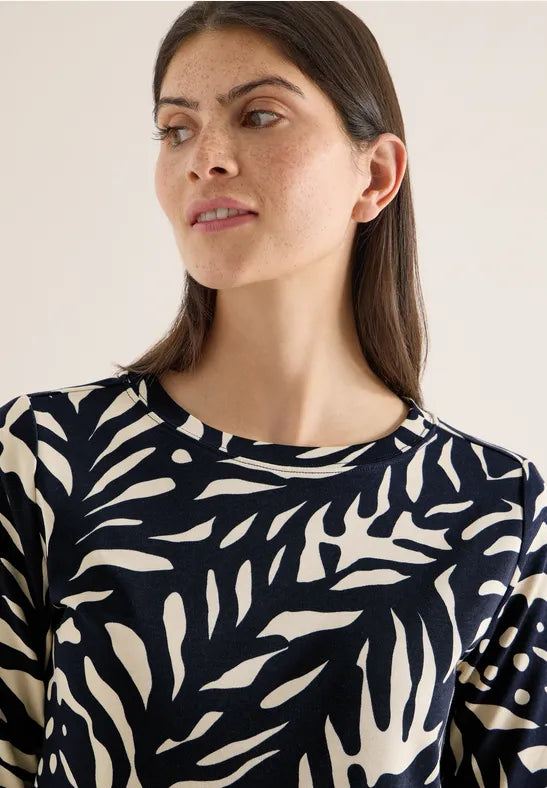 Cecil Pure cotton light sweatshirt in Navy and Cream 324560