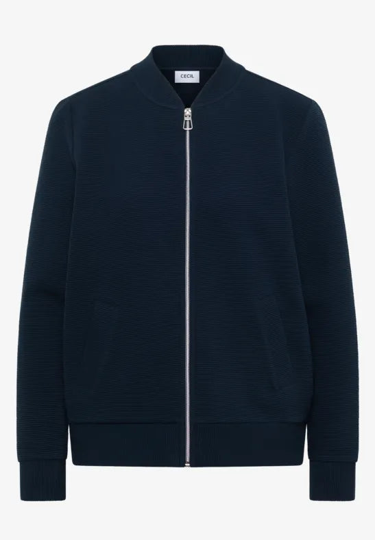 Cecil Navy zip up Ottoman sweatshirt 324650