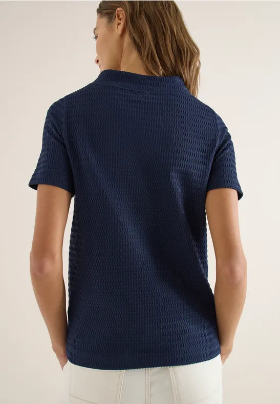 Cecil Shirt with funnel neck in a two-tone look M in Pink or Navy 324809