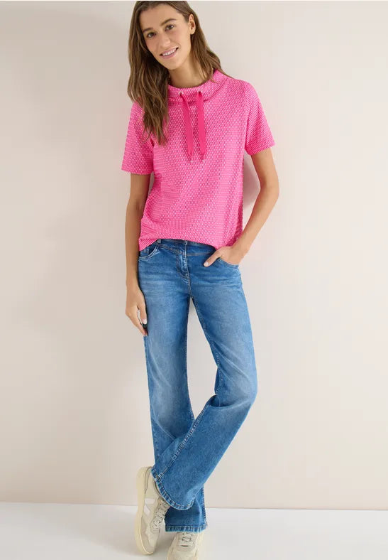 Cecil Shirt with funnel neck in a two-tone look M in Pink or Navy 324809