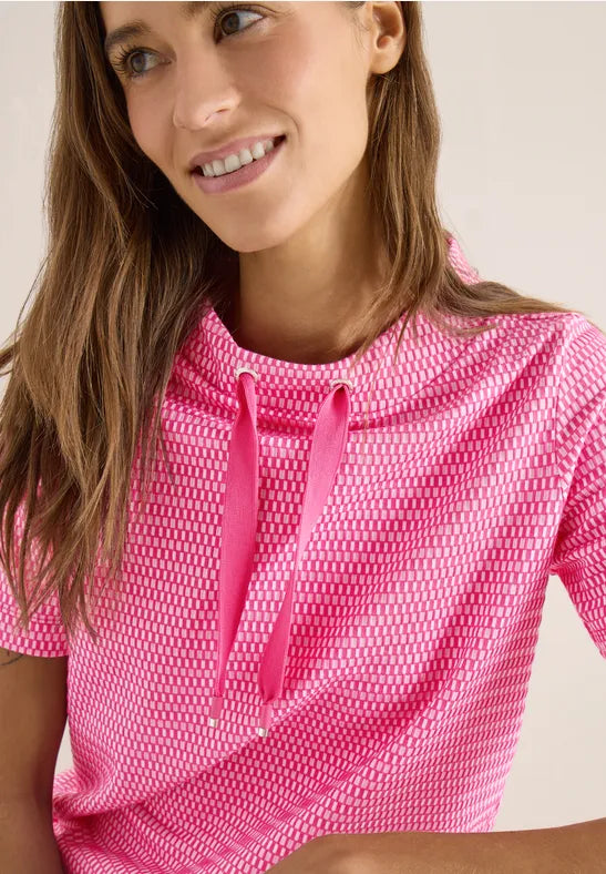 Cecil Shirt with funnel neck in a two-tone look M in Pink or Navy 324809