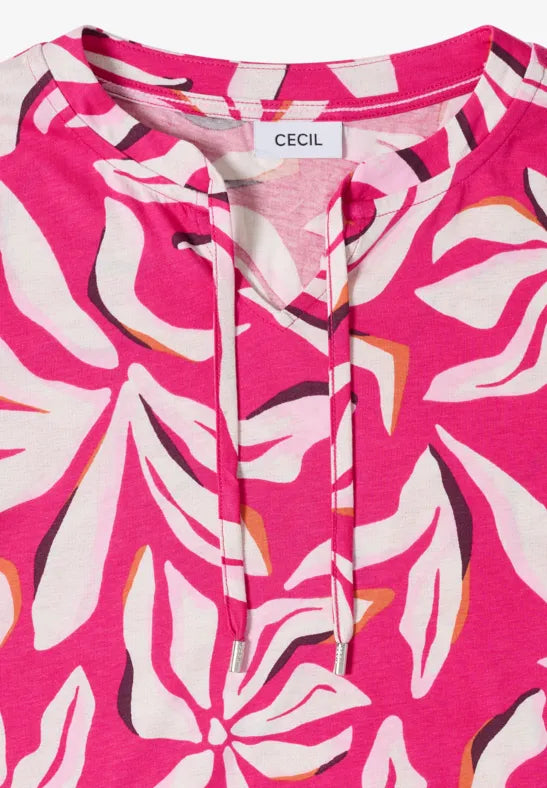 Cecil Shirt with split neck,straight hem and print324814