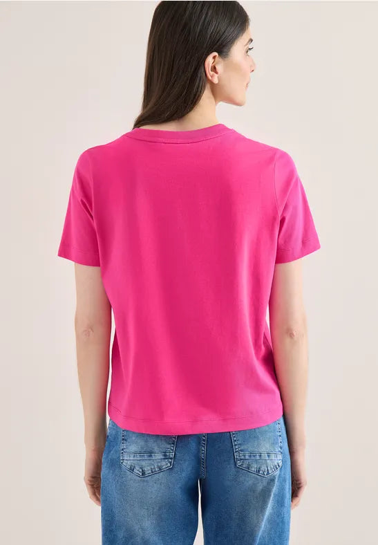 Cecil Pure cotton t Shirt with print front in Pink Or Navy 324824